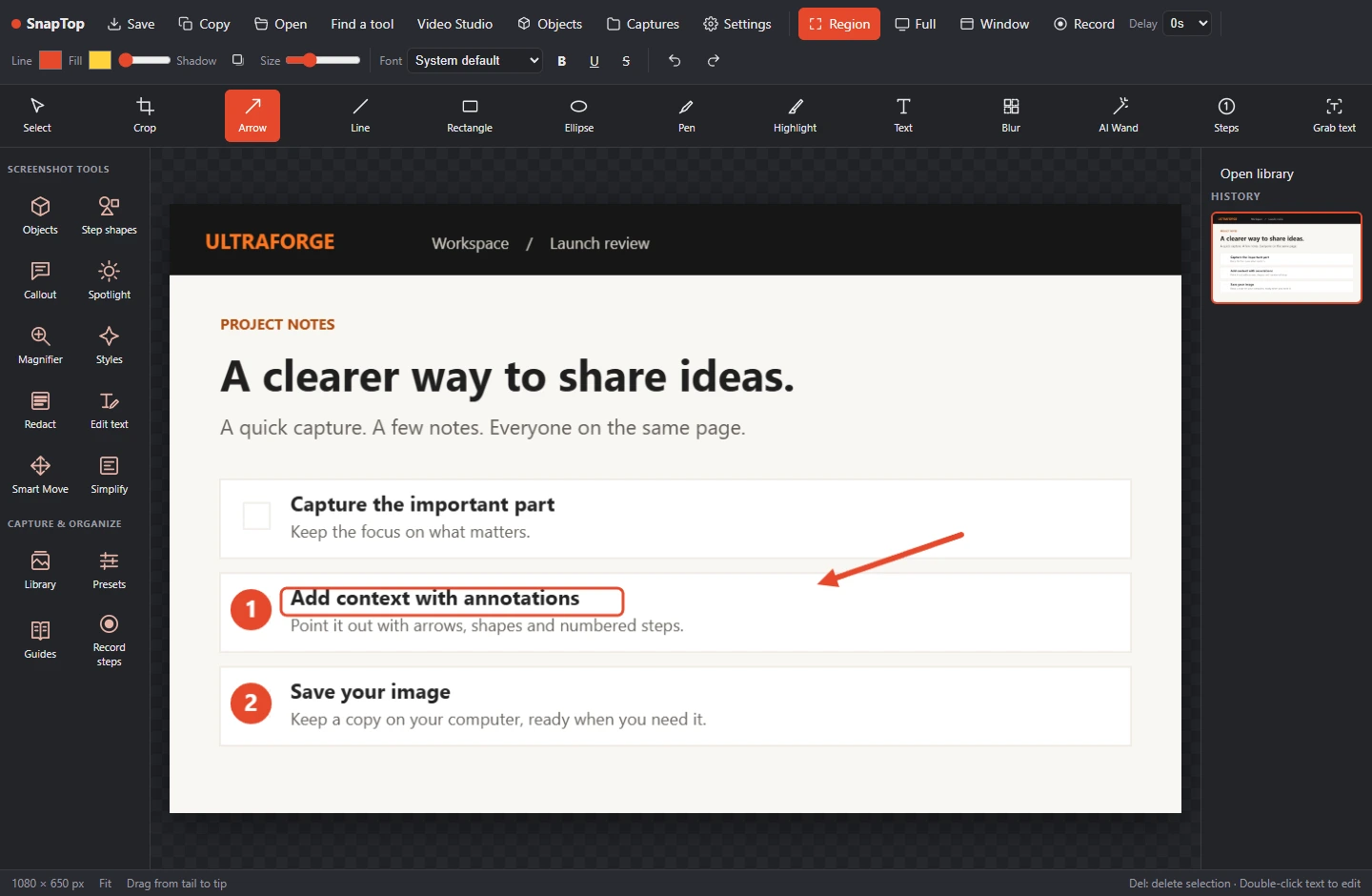 SnapTop application screenshot